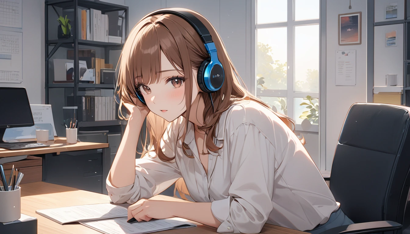 Brown-haired girl wearing headphones、Coworking space very detailed、masterpiece, Highest quality, Light background:Modern coworking space look:Costumes being worked on with concentration:Casual office style pose:Sitting at a desk:A quiet space where you can concentrate
(Detailed fingers), (Emotional), (Breathtakingly beautiful), (main part:1.2 Whole body), (Anime Style), (Very detailed), (超High resolution, High resolution), (8k), (Complex and beautiful: 1.2)