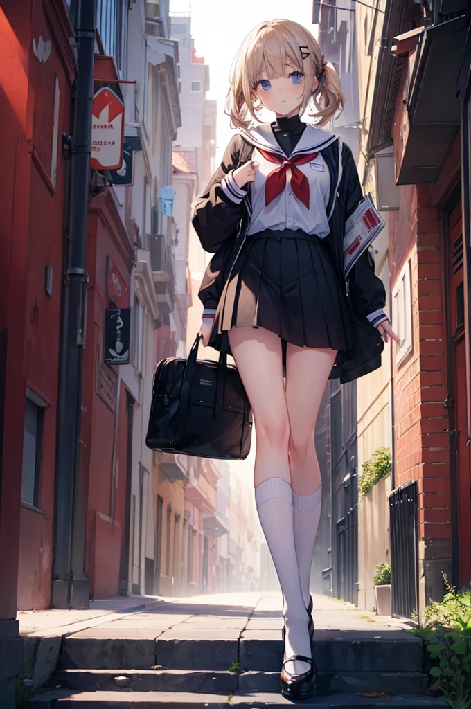 five girls, school, class, (black), blond, (brown), standing