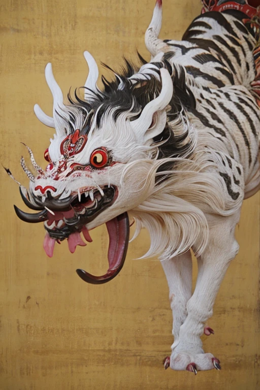 ((Big white monster)), ((festival)), ((Choju Jinbutsu Giga)), ((Four ink paintings)), Creepy, (Horror elements), Creepy , (primitive art), old picture scroll style,Ancient mural style
