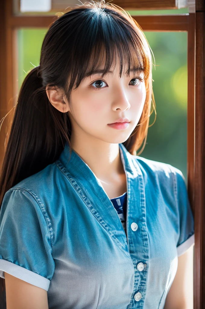 (masterpiece、16k image、High resolution、Highest quality)、alone、One Girl、(Japanese Girls' Calm clothes,perfection)、(perfectionな解剖学,Beautiful body、Healthy Body、Beautiful Skin)、sunny day、Brown hair、Tying up your hair、black eye、On the way home、Bust B cup:1.5、New residential area、artistic.、Beautiful woman、Beautiful body、smile、38 talents
