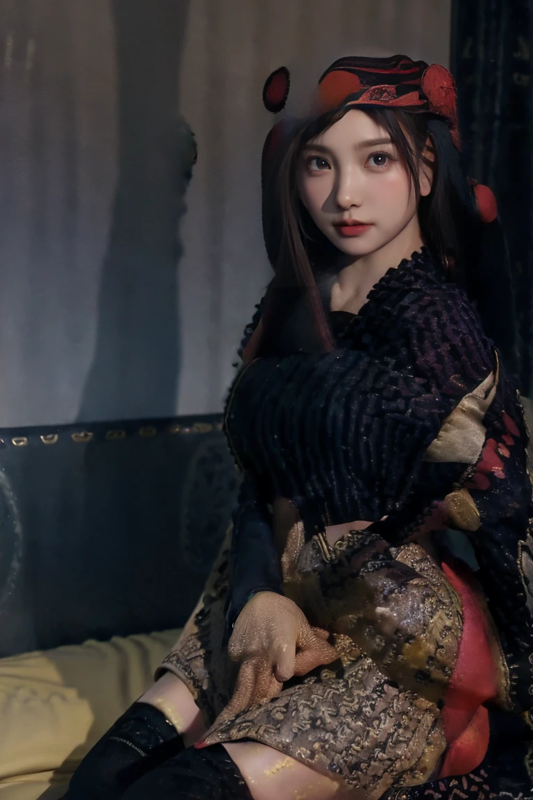 (iwanagadress:1.2), (iwanagakotoko:0.9),(beret:1.8), iwanaga kotoko, 1girl, beret, black bow, blue skirt, bow, brown footwear, cane, dress, hair bow, hat, holding, holding cane, juliet sleeves, light brown hair, long sleeves, looking at viewer, petticoat, puffy sleeves, purple eyes, short hair, skirt, solo, thigh strap, thighhighs, white dress, white headwear, white thighhighs, kyokou suiri