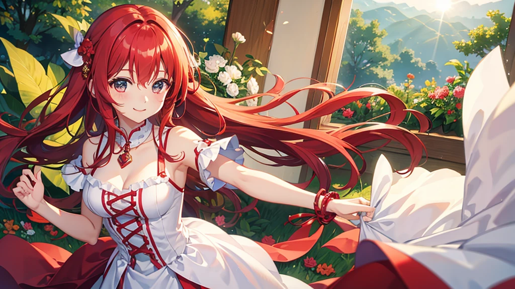 Highest quality、morning、Red Hair Girl、be happy、Close ~ eyes、smile、solo、sun