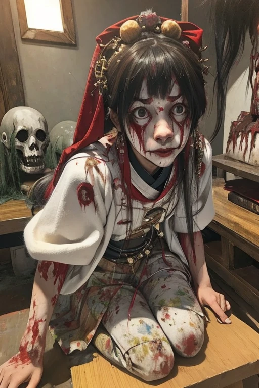 ((high school girl)), ((festival)), ((Choju Jinbutsu Giga)), Creepy, (Horror elements), Creepy , (primitive art), old picture scroll style,Ancient mural style
、Japanese painting