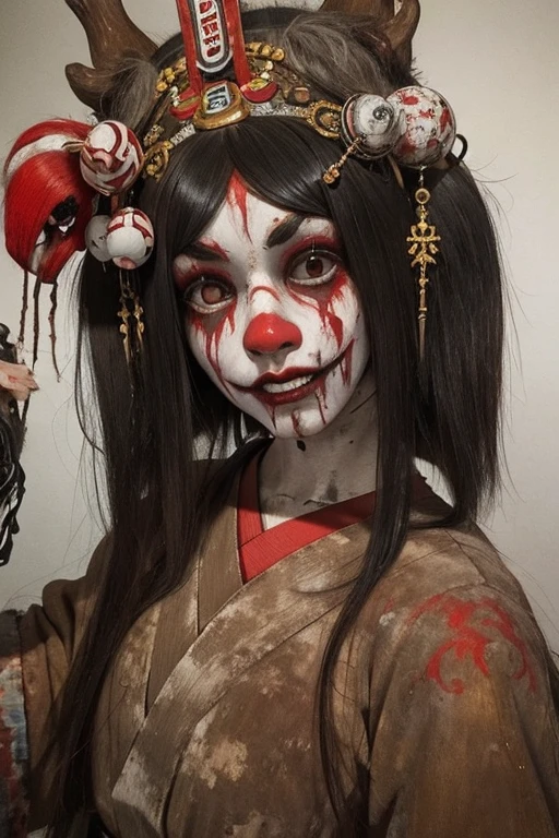 ((high school girl)), ((festival)), ((Choju Jinbutsu Giga)), Creepy, (Horror elements), Creepy , (primitive art), old picture scroll style,Ancient mural style
、Japanese painting