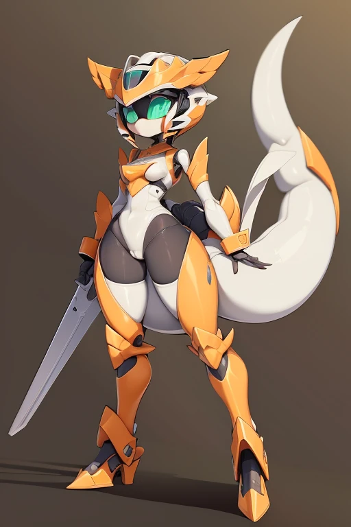 sexrobot, full body, mechanical dragon tail, camel toe, standing