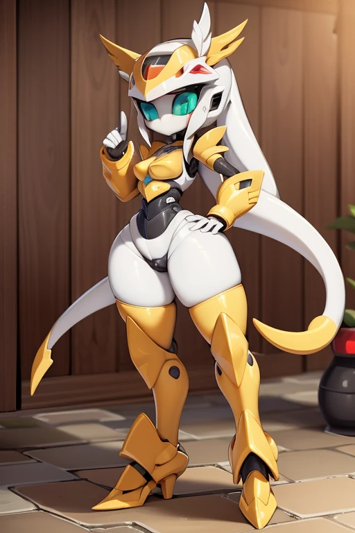 sexrobot, full body, mechanical dragon tail, camel toe, standing