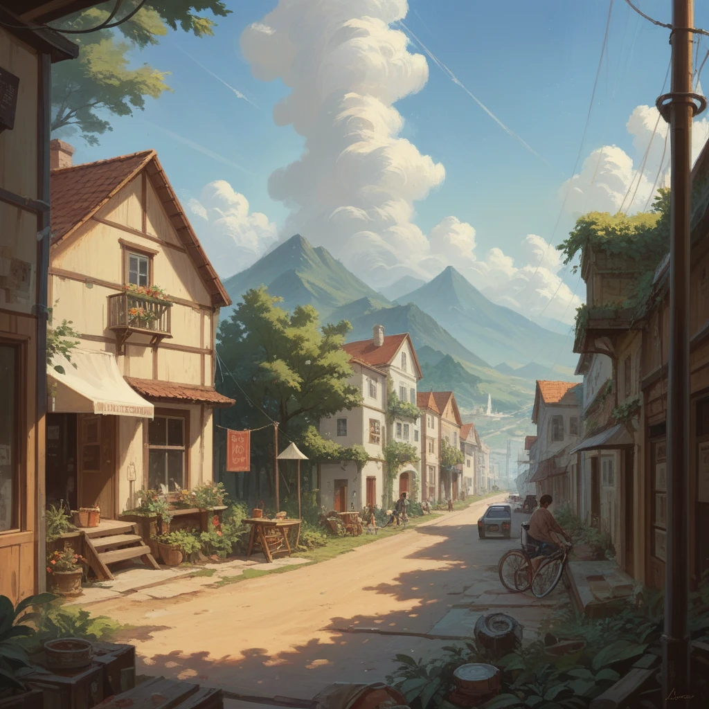 create an image with speakers playing, scenery only