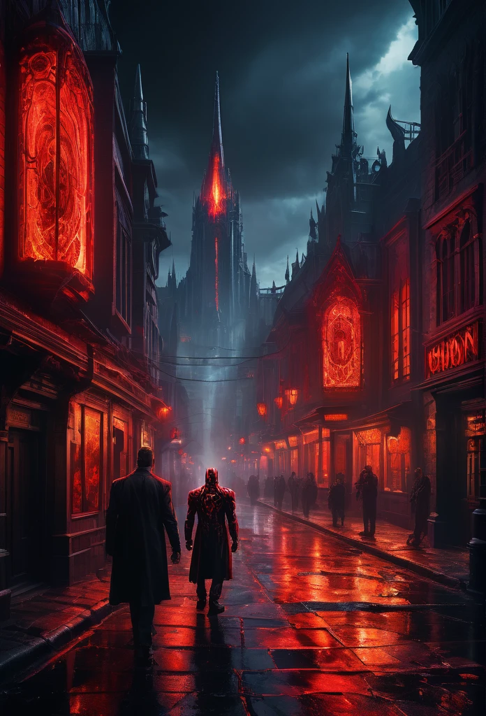 CyberpunkWorld a business executive secretly transferring funds in a corporate fraud scheme, Khorne_World a business executive secretly transferring ls, spikes fire, red glow, red theme (Masterpiece:1.3) (best quality:1.2) (high quality:1.1), Ultra-Wide angle shot, photorealistic of gothic medieval of thrilling fusion between Ironman and Venom, resulting in a new character that embodies elements of both, people, seeBlack ink flow: 8k resolution photorealistic maintricately detailed fluid gouache painting: Mongue acrylic: colorful watercolor art, cinematic lighting, maximalist photoillustration: by marton bobzert: 8k resolution concept art intricately detailed, complex, elegant, expansive, fantastical, psychedelic realism, dripping paint, masterpiece, best quality, batmanwholaughs, city street, horror, nightmare, dramatic lighting, dark 