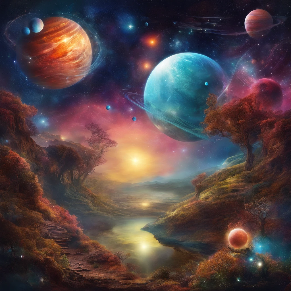 Beautiful space with planets