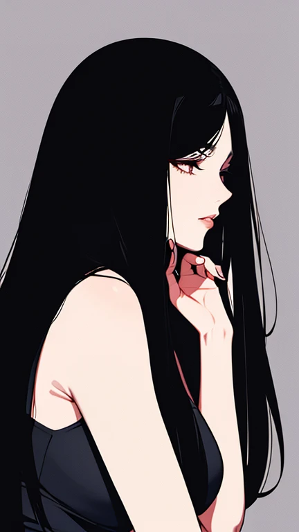 Highest quality, (Background details), High Contrast, Very beautiful woman, Detailed original illustrations、Functional、Small breasts、Kunoichi、washcloth、Delicate face、Black Hair、Fascinating、Villainess、sexy、Real breasts、Crazy Smile, Crazy Eyes, Head close-up, Black Ninja Costume, Black background, (Black background: 1.5), Beautiful line art、Monochrome、Black and White