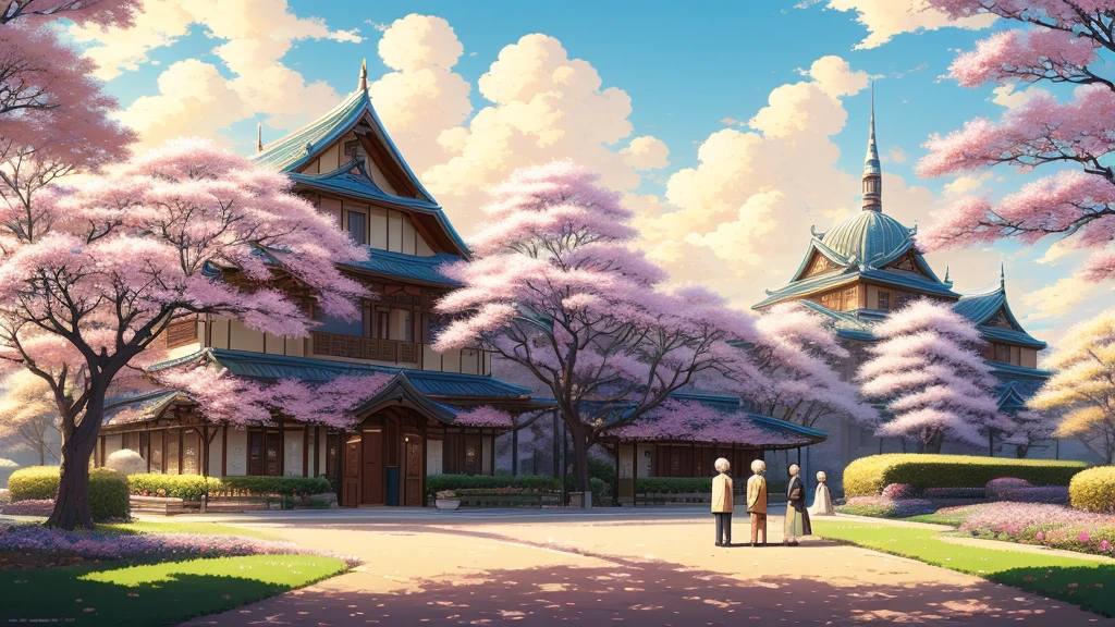 masterpiece, Highest quality,8k,Heartwarming、Wide angle、Grandfather and grandmother、Low-profile anime style