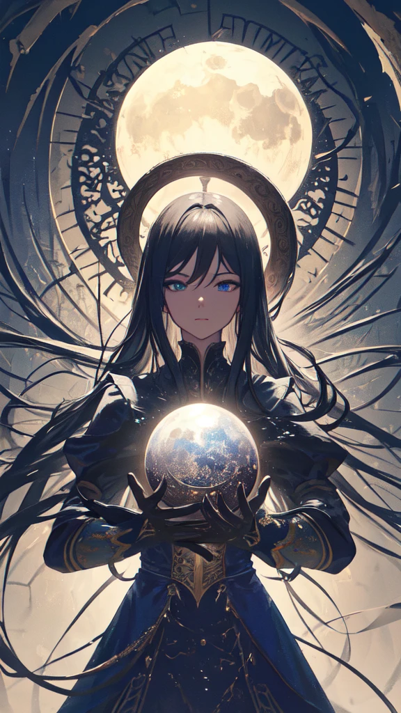(masterpiece, Highest quality, Very detailed, Best Shadow), (Detailed Background,Dark fantasy), (Beautifully detailed landscapes), High Contrast, (Best lighting, Very delicate and beautiful), ((Cinematic Light)), colorful, Hyper Detail, Dramatic Light, Intricate details, Dynamic Angle), Black light swirling around, Depth of written boundary,black light particles,(Broken glass),magic circle,water,huge clocks,zero,the sun and the moon,Landscape only,There are no people,Watch Center,A clock sinking in water,Blue glowing light,Huge tower and city,Landscape