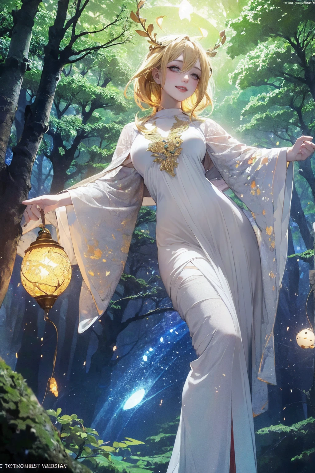 1 girl, ,,Simple smile, High-definition images, A woman, Her hair is decorated with glowing fireflies, There is a charming light in the eyes. Wearing a robe woven from moonlight, She stood in a mysterious forest,The trees come alive. on site, Bathed in the ethereal light of fireflies, Captured in an enchanted forest art style., (masterpiece, best quality, Official Art,Intricate details:1.2),Bikini,underwear,,Ketone bodies are looming