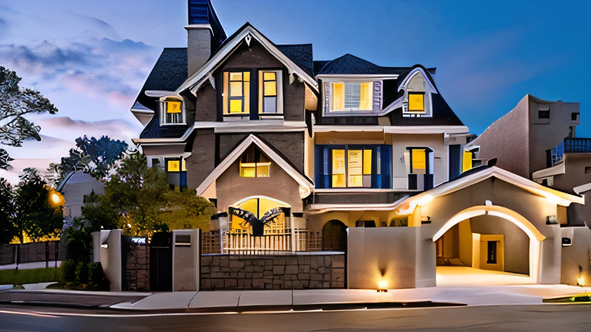 exterior photography, arhitectural shot, americana architecture, neotraditional modern, beatiful house, overall architectural design, architectural masterpiece, colonial style, Style and shape change, color optional suitable