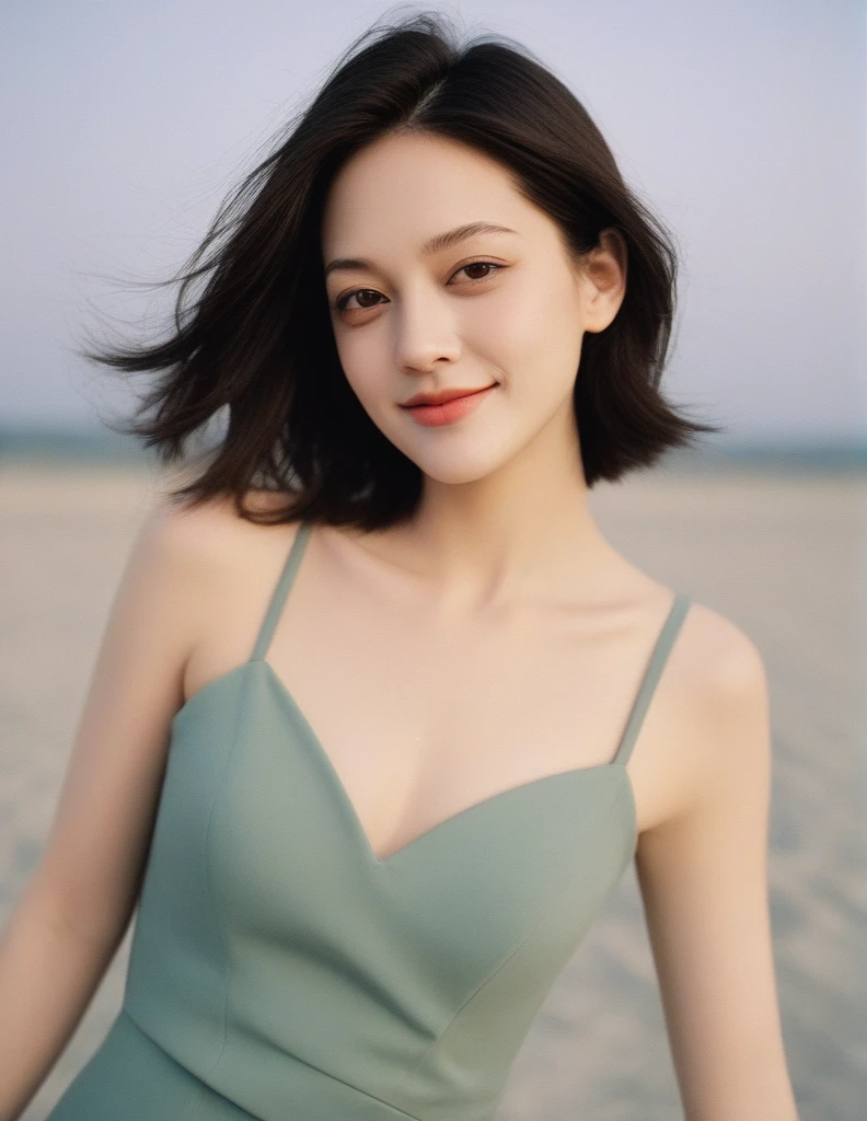 xxmixgirl, quite a bit body of a beautiful cute long and slender face Japanese girl, A gorgeous young cute asian woman in a sexy glamourous outfit, happy smiling, still from the film, ((young Marion Cotillard face : 1.2)), ((young Anne Hathaway face: 1.0)), from front, realistic portrait photo of a cute 21 years old girl, looks at viewer, wavy nose, full lips, natural skin, skin moles,(cinematic, film grain:1.1), ((asian winged eyes, very long and slender slim face, windy tousled, very long straight black hair)), pretty eyes, gorgeous, sexy, alluring, makeup, perfect face, seductive look, ichinose sayaka, pink hair, green eyes, bare forehead, glasses, long hair, puffy lips, huge breasts, anime hentai style, upper body, blue suit, black suit collar, puffy lips, hand on hip, (Leica SL3, Summicron-SL 75 f/2 ASPH, kodak Ektar 200 film), hands up, bokeh, silhouette, shallowed depth of field, dynamic action pose, hands up,