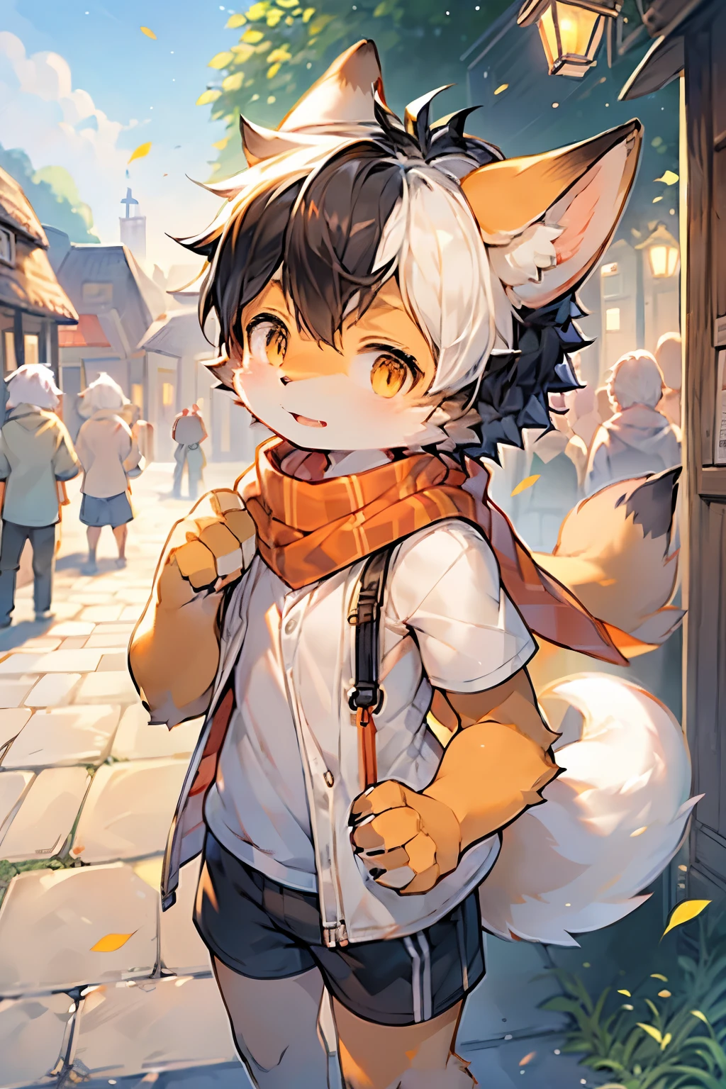 furry,fur,body fur,Solitary,male,Super happy,((festival)),Short sleeve,character focus,Face Focus,White shirt,White hair, orange fur,rest,diaper,No,No,No,No,No,No,No,No,No,No,No,No,No,No,No,No,No,No,No,No,No,No,No,No