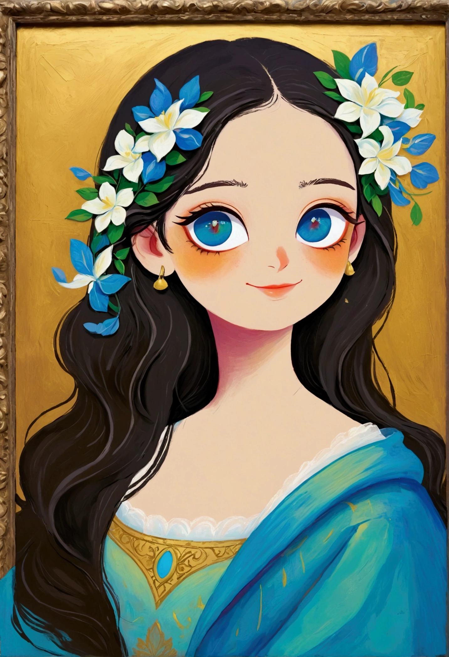 A painting，Pastel Art。Q version，Mona Lisa&#39;s Smile