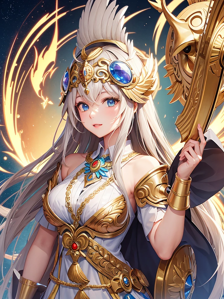 Make the logo of the goddess Athena, only his head with the owl helmet on top of the shield of the goddess Athena