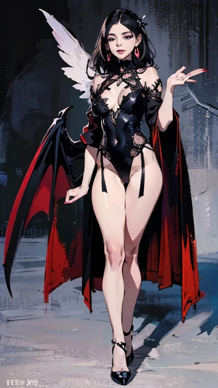 NSFW, (best quality,4k,8k,highres,masterpiece:1.2),ultra-detailed,(realistic,photorealistic,photo-realistic:1.37),succubus,dark and alluring,beautiful sinister eyes and lips,long red nails,demonic wings,fantasy,gothic,erotic,night scene,fiery colors,seductive pose,detailed outfit,sultry atmosphere,mysterious shadows,ethereal beauty,smoky background,sparkling magical effects,duality of good and evil,enchanted forest,  (exceptionally detailed:1.3), super finely detailed hands, ultra finely detailed fingers(((ten fingers))), (obscene posing), (((full body showcase))), (((show full body))), (no logos in the background).