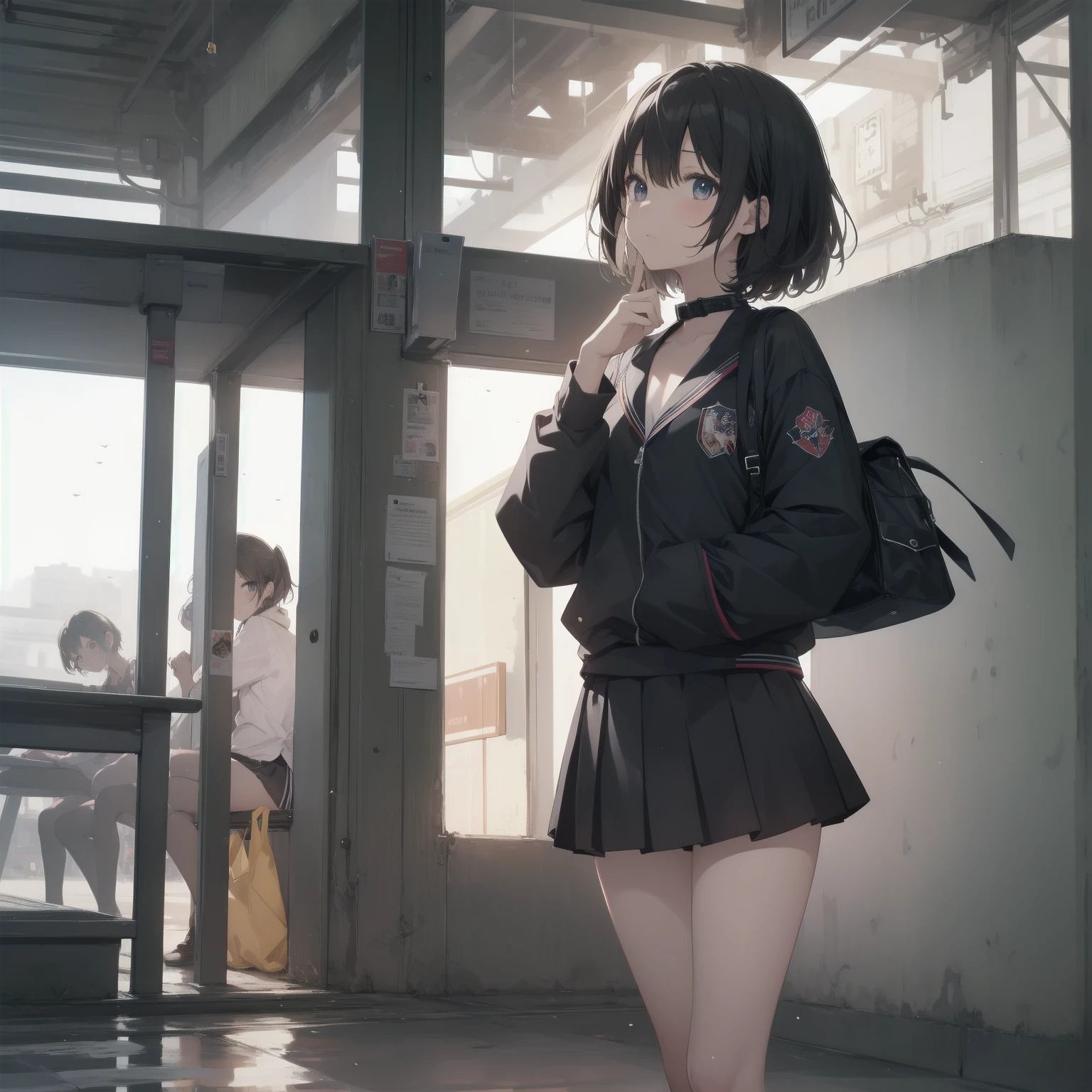 ultra-absurdres-Top quality by artist God, ultra-detailed, high resolution, anime moe artstyle, best anime 8k konachan wallpaper, pixiv contest winner, pool:2810, perfect anatomy,break, 1girl, (Please draw a girl walking sleepily to school alone. )break,(Solo,little female, 13-year-old:1.3),Full limbs, complete fingers,a junior high school student, (very short hair), short cut, flat chest, , small butt, small black eyes, beautiful detailed eyes, well-proportioned iris and pupils, expressive eyes, highres detailed hair, soft expression, salor school_uniform, sailor collar, serahuku, bow, pleated skirt,(Detailed Lighting), (Detailed background), in the School commute route. break,super detailed skin, Best cinematic lighting powered by famous artist, 8k,beauty illustration,photoshop_(medium),very aesthetic,break,((artist:fumihiko (fu mihi ko) )), artist:clamp ,artist:carnelian ,artist:kantoku ,
