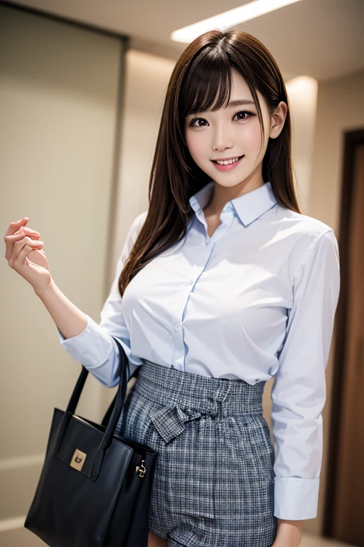 1girl, ((shirt lift)), bag, bangs, standing, black eyes, shiny skin, light smile, masterpiece, best quality, ultra quality, high quality, realistic, photo realistic, RAW photo, hyper detailed, intricate detailed, film grain, department store, multiple girls,