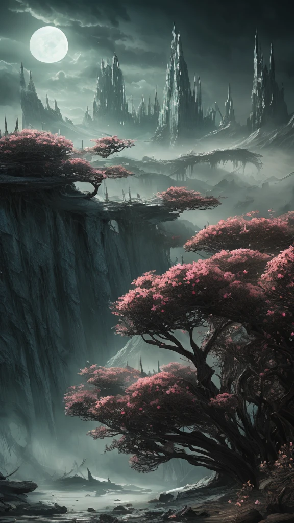 horror-themed ether fantasy concept art of breathtaking a delicate flower growing in the middle of the desert ColorART, Colorful Alien Skin DonMASKTexXL , masterpiece, Award-winning, Professional, Very detailed, grow, Celestial, ether, Picturesque, amazing, Majestic, Magic, Fantasy art, Cover art, dream-like, Creepy, Anxious, dark, Creepyな, Suspenseful, strict, Very detailed