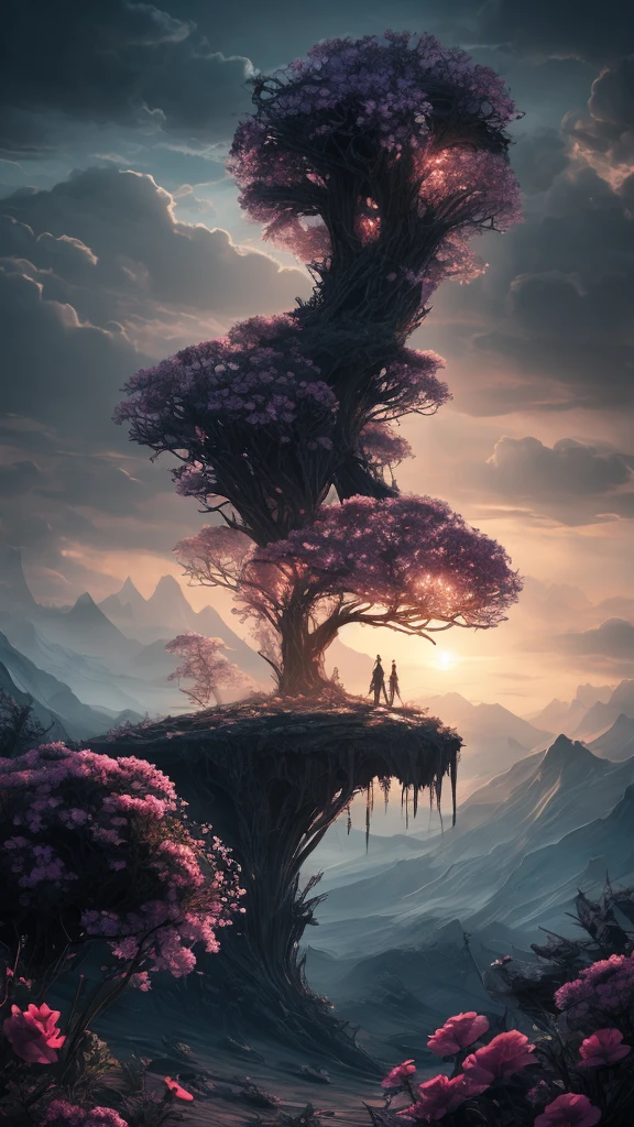 horror-themed ether fantasy concept art of  breathtaking a delicate flower growing in the middle of the desert ColorART, Colorful Alien Skin DonMASKTexXL , masterpiece, Award-winning, Professional, Very detailed, grow, Celestial, ether, Picturesque, amazing, Majestic, Magic, Fantasy art, Cover art, dream-like, Creepy, Anxious, dark, Creepyな, Suspenseful, strict, Very detailed