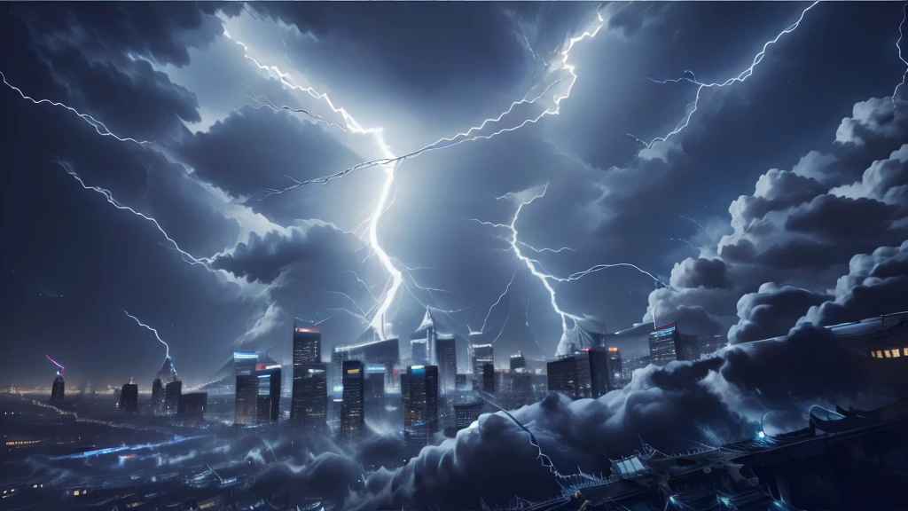 lightning, city