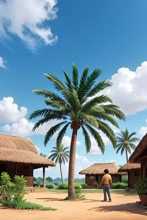 village,açai palm tree,Indian working in group
