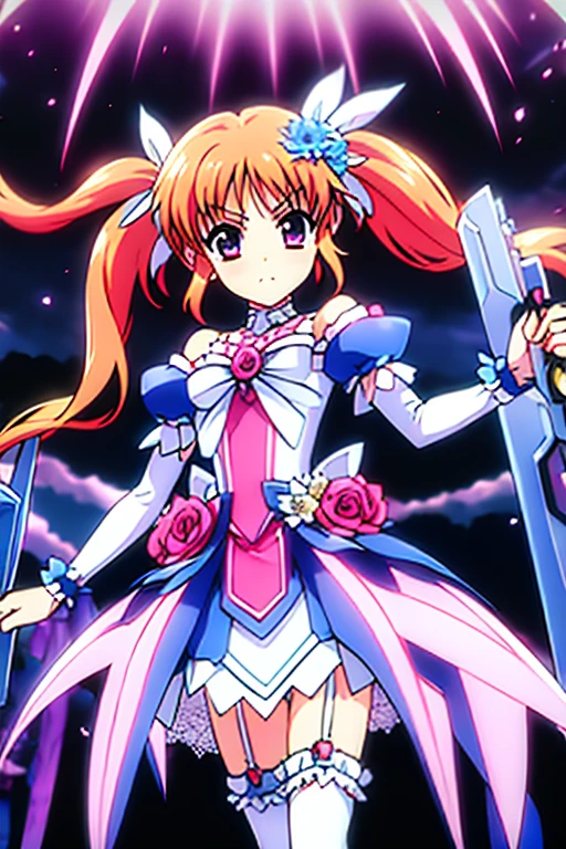 (((Cure Flora Costume)))、Demon Sword、garter belt、White ribbon、1girl