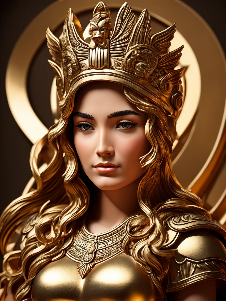 Make a portrait of the goddess Athena&#39;s face, only your face appears from the front, with the war helmet made of an owl. All this in line engraving style