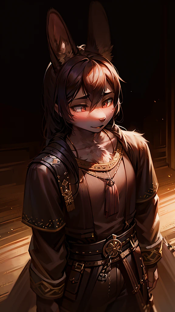 detailed portrait of a black-furred rabbit holding two katanas wearing a bounty hunter outfit, hyper-realistic, 8k, highly detailed, masterpiece, intricate details, cinematic lighting, dramatic shadows, vibrant colors, digital art