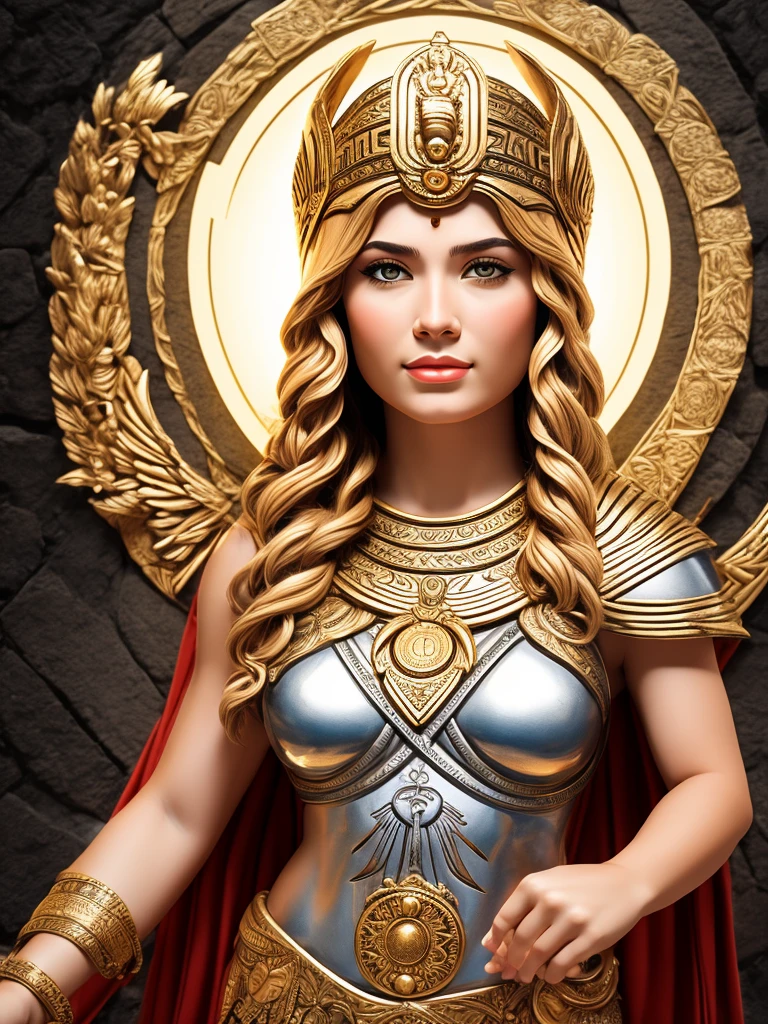 Make a portrait of the goddess Athena&#39;s face, only your face appears from the front, with the war helmet made of an owl. The image must be rendered in line style