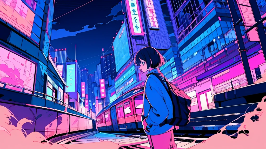 Anime city street scene with tram and train on tracks, Anime-style streetscape, Tokyo Anime Scene, Japanese cities, Inspired by Liam Wong, Studio Ghibli and Mumford, Kilian Eng, Anime Background Art, Beautiful cityscape, HD anime cityscape, Japanese art style, Patrick Chin, anime art wallpaper 4k, anime art wallpaper 4k