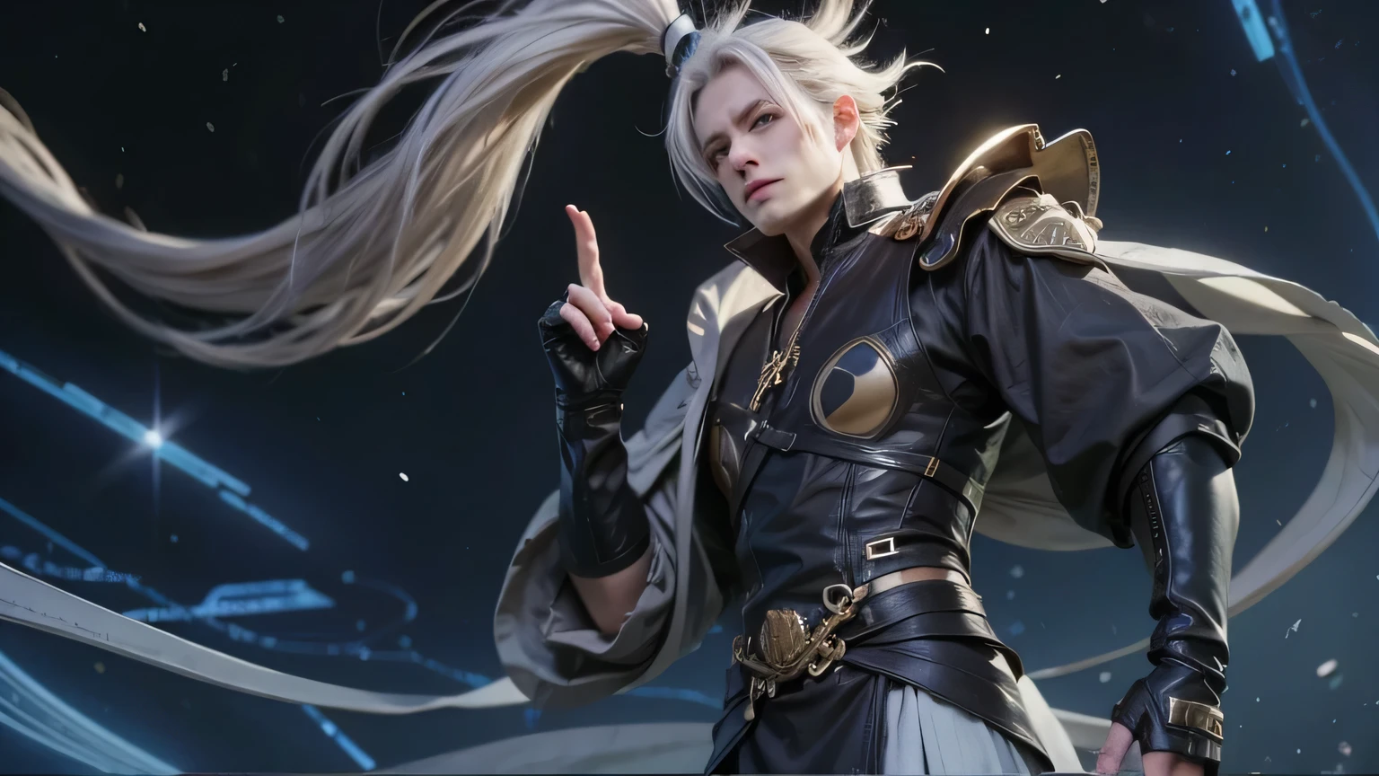 Man, white hair, Masterpiece, realistic, UHD, UHR.