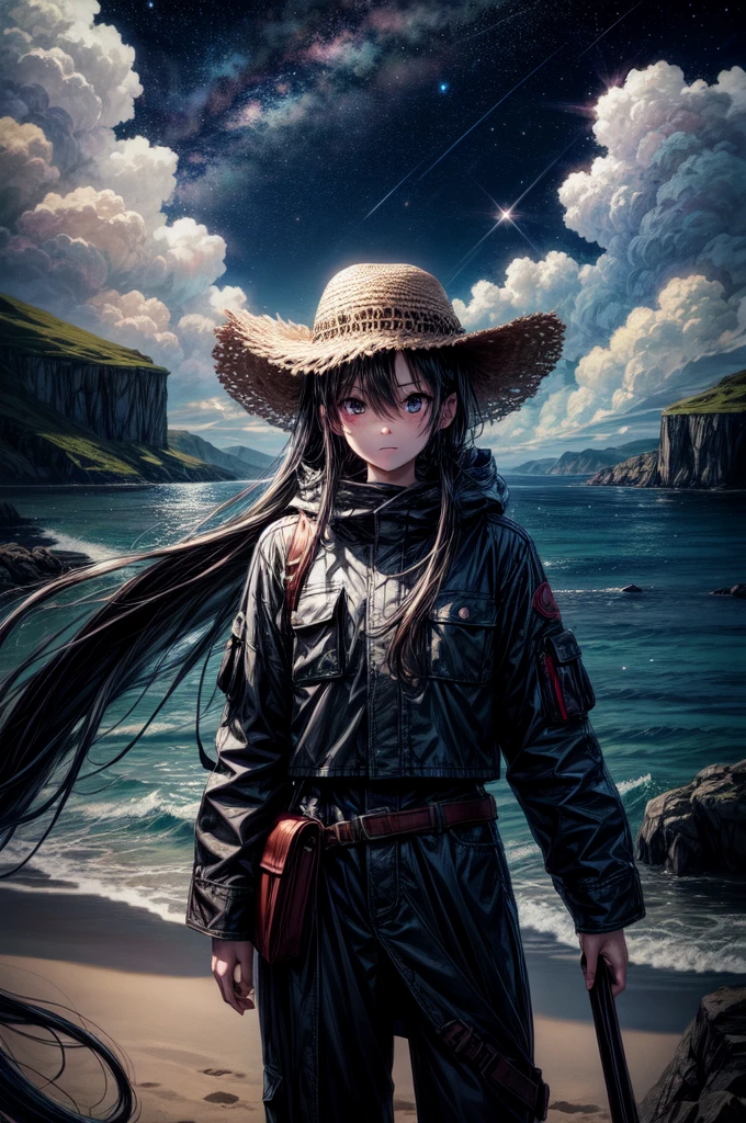 Hunter, no human, monster, night sky, beach,