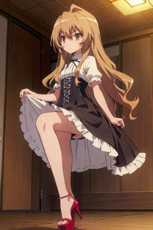 18 year old taiga girl aisaka in dress and sexy platform open high heels