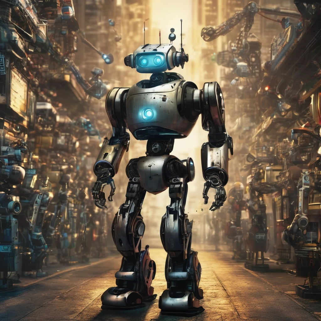 Robot-only world, science fiction, humans are managed, high quality images