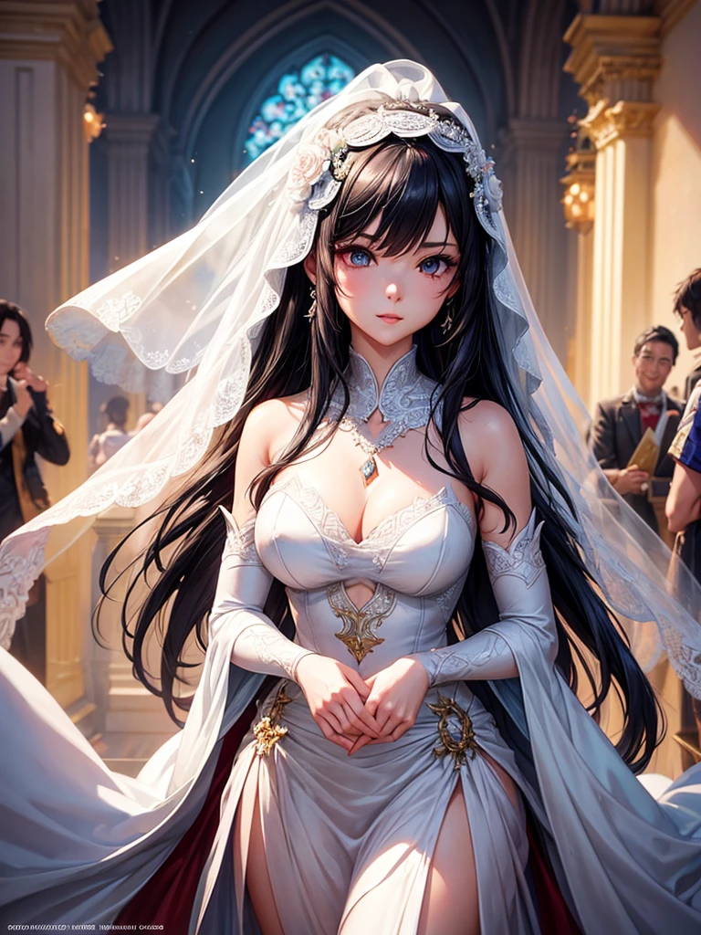 a close-up of a woman in a wedding dress with a veil, a character portrait of Ross Tran, trends in cg society, Fantasyart, Ross Draws 1. 0, Ross Draws 2. 0, non-style artwork by guweiz, :: rossdraws, retrato de rossdraws, lois van rossdraws, Ross Draws 2. 5, rossdraws sakimimichan