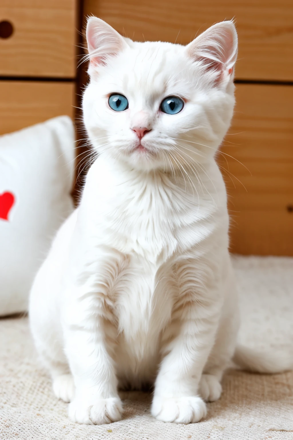 Make a little white cat, that holds a heart with its little paws, have a tender face, and say Belu in big letters