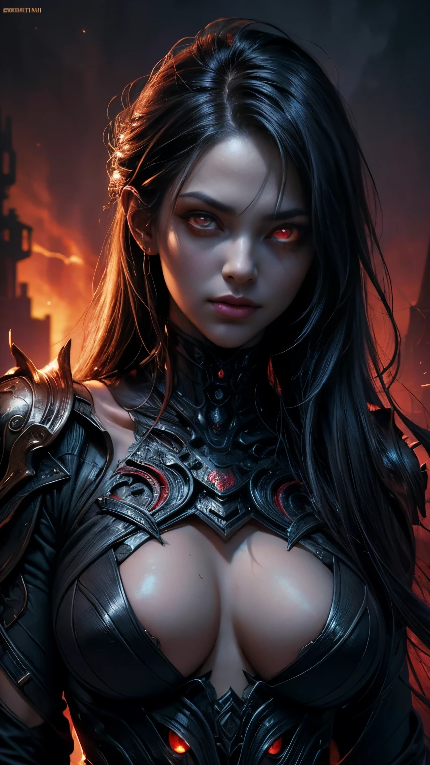 Female alien from the world of Roughraft, Highly detailed artistic photography, Midnight Aura, Night Sky, Gorgeous face with attention to detail, dream-like, Shine, Backlight, Glamour, Sparkle, (Very detailed face and eyes:1.2), (High resolution glowing red eyes:1.4), Oil on canvas, Brush strokes, Smooth, Ultra-high resolution, 8k, Unreal Engine 5, Super sharp focus, Art by Alberto Seveso, ArtJam, Reusch, sf, An exquisite masterpiece of art, an  ominous, Matte Movie Poster with Image, Golden Ratio, Trending on CGSociety, Complex, wonderful, Trending on Art Station, author: ArtJam, h. R. GigeR and Bexinski, Very detailed, The World of LoughcRaft,  Cthulhu, Vibrant, Depiction of the film&#39;s characters, Super high quality model