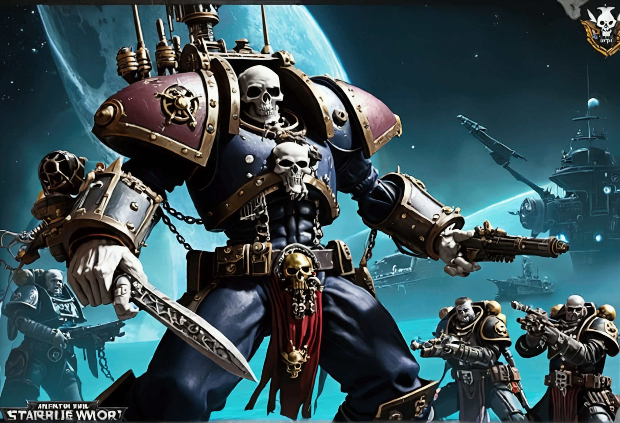 warhammer 40k, cybernetic gene cult mutant pirates war with a fleet of imperial freebooter space pirate