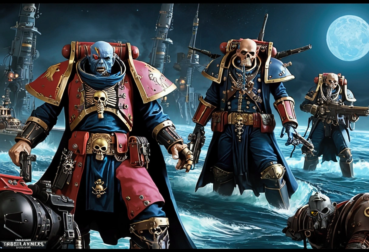 warhammer 40k, cybernetic gene cult mutant pirates war with a fleet of imperial freebooter space pirate