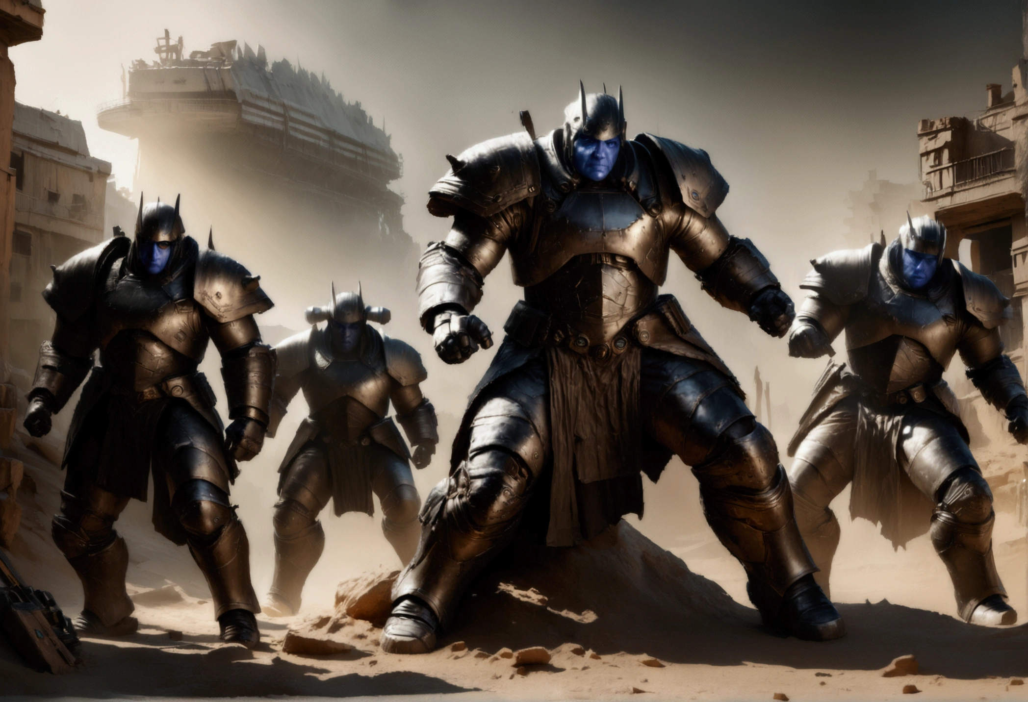a cybernetic gene cult mutant space pirate army, warhammer 40k style, heavily armed and armored, gritty and dark color palette, advanced technology, (best quality,4k,8k,highres,masterpiece:1.2),ultra-detailed,(realistic,photorealistic,photo-realistic:1.37),cinematic lighting, dramatic angles, imposing and powerful presence, intricate mechanical details, mutated and cybernetic features, futuristic weapons and equipment, battle-hardened and experienced, aggressive poses and expressions, chaotic and dynamic scene, grim dark sci-fi, moody and atmospheric