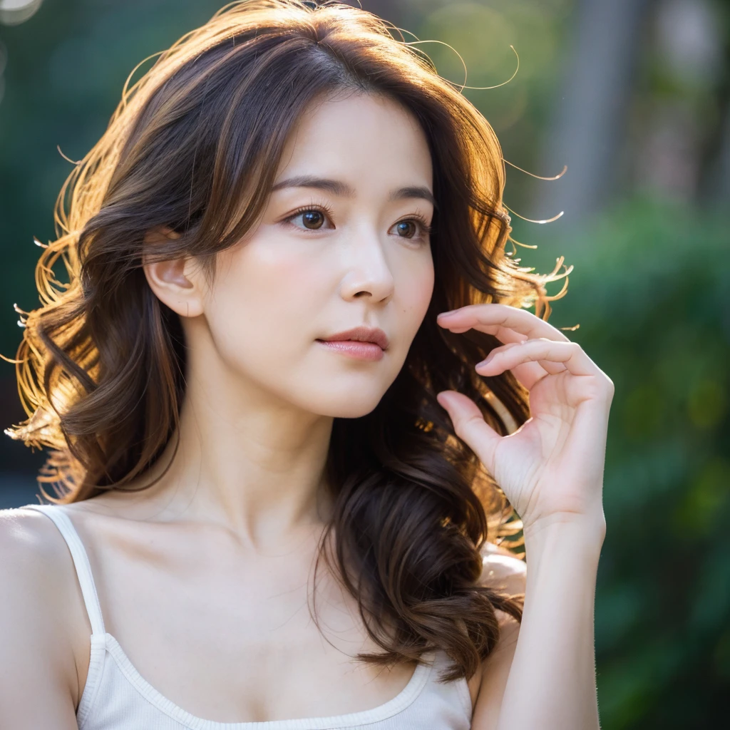 Beautiful mature woman with beautiful wavy long hair, Sexy Mature, Ultra-high resolution,(Realistic:1.4), ((Highest quality)), ((masterpiece)), (be familiar with),