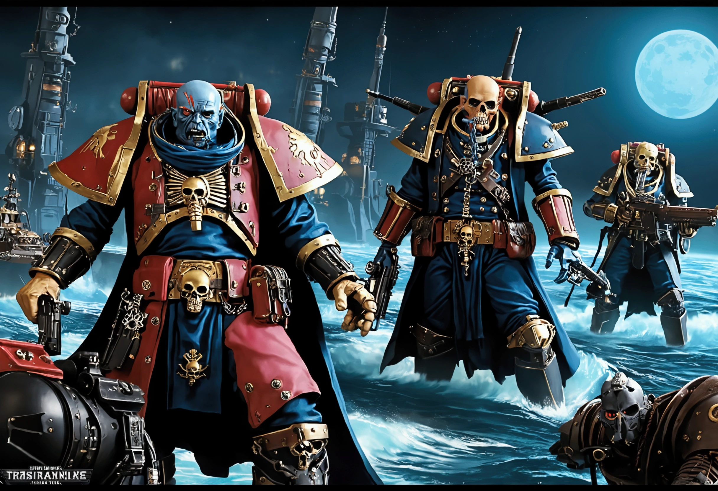 warhammer 40k, cybernetic gene cult mutant pirates war with a fleet of imperial freebooter space pirate