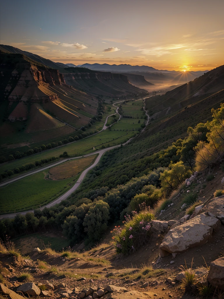 Valley, sunset