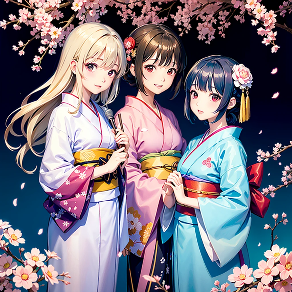 two anime girls in kimono outfits holding up a sign, a picture inspired by Narashige Koide, pixiv, conceptual art, in style of kyoto animation, two beautiful anime girls, yuruyuri, kyoto animation still, kyoani, anime!, k-on!, yuyushiki, anime girls, sao style anime, happy!!!, high quality anime movie still