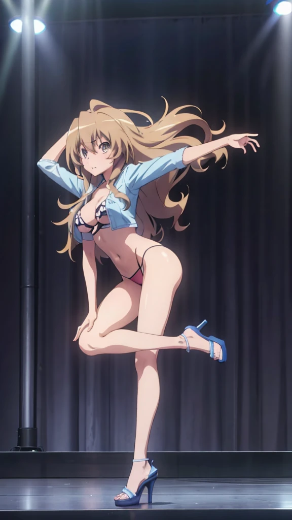 Taiga girl Aisaka 18 years old big  in sexy tg and light blue sexy platm open high heels posing 