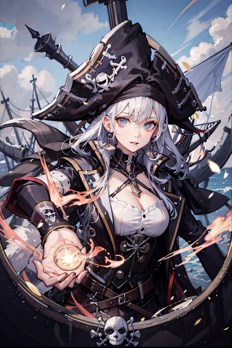 ((Best quality, 8k, Masterpiece :1.3),Ultra-detailed face, Detailed eyes, Double eyelid,((Pirate War:1.4))